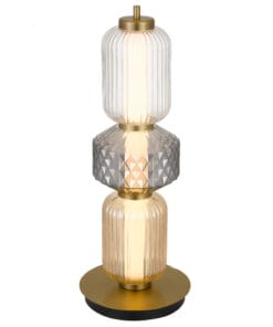 Elegant stacked glass table lamp with gold accents