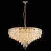 Elegant crystal chandelier on black background
