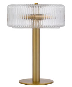 Elegant ribbed glass table lamp with gold base