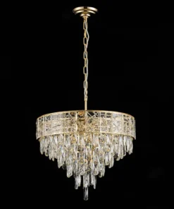 Elegant crystal chandelier with gold accents