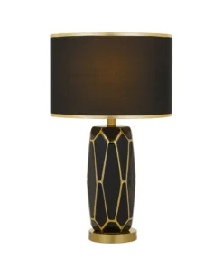 Elegant black and gold geometric table lamp