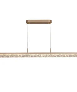 Elegant gold rectangular suspended LED light fixture