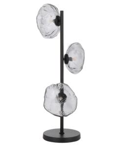 Modern floor lamp with three unique glass shades
