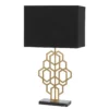 Geometric gold lamp with black rectangular shade