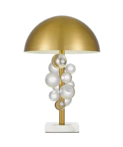 Elegant brass table lamp with spherical glass accents