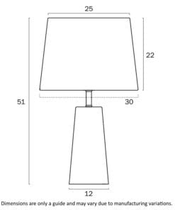 Technical drawing of lamp with dimensions