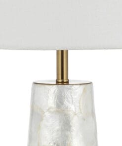 Elegant white lamp with golden base and textured stand