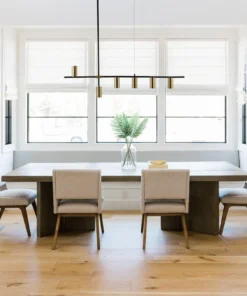 Dritto 6 Light Pendant - Matte Black & Satin Brass