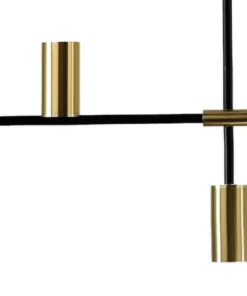 Dritto 6 Light Pendant - Matte Black & Satin Brass - Image 3