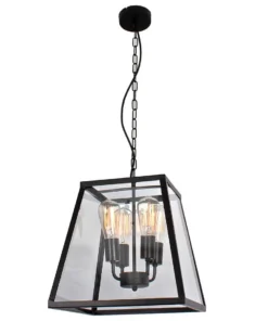 Creswick Vintage 4 Light Pendant - Matt Black - Image 2