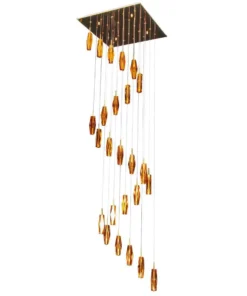 Cubo Crystal 25 Light Pendant - Amber Gold - Image 2