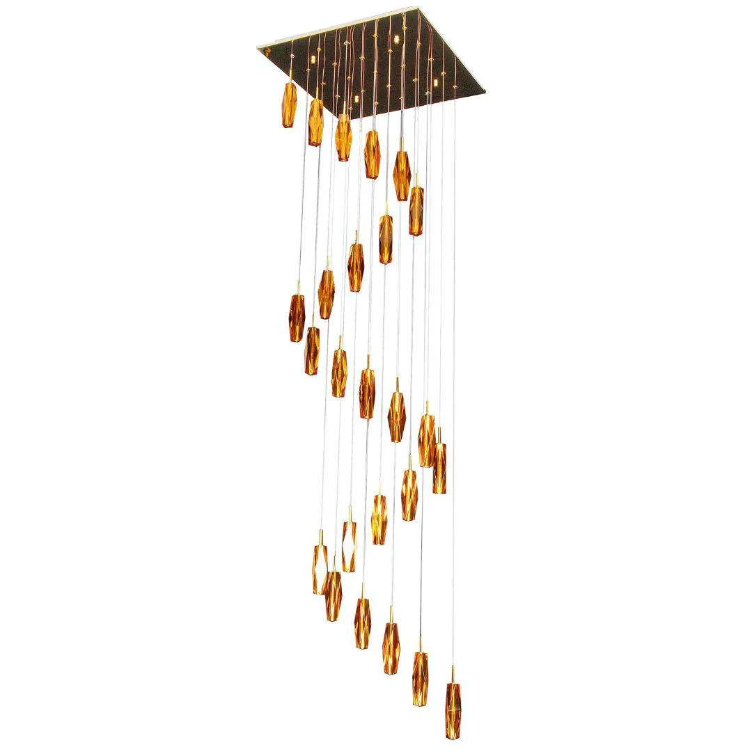 Cubo Crystal 25 Light Pendant - Amber Gold - Image 2